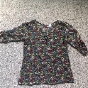 Floral sheer 3/4 sleeve blouse
